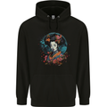 Geisha Girl With Flowers Fantasy Mens 80% Cotton Hoodie Black