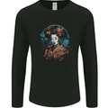 Geisha Girl With Flowers Fantasy Mens Long Sleeve T-Shirt Black