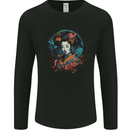Geisha Girl With Flowers Fantasy Mens Long Sleeve T-Shirt Black
