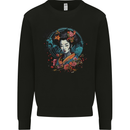 Geisha Girl With Flowers Fantasy Mens Sweatshirt Jumper Black