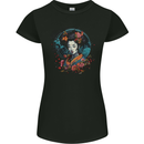 Geisha Girl With Flowers Fantasy Womens Petite Cut T-Shirt Black