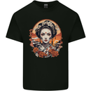 Geisha Girl With Flowers Kids T-Shirt Childrens Black