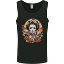 Geisha Girl With Flowers Mens Vest Tank Top Black