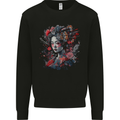 Geisha Girl With Flowers & Butterflies Fantasy Kids Sweatshirt Jumper Black