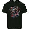 Geisha Girl With Flowers & Butterflies Fantasy Kids T-Shirt Childrens Black