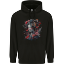 Geisha Girl With Flowers & Butterflies Fantasy Mens 80% Cotton Hoodie Black