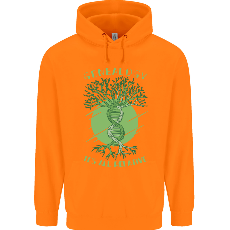 Genealogy Its All Relative Funny DNA Ancestry Childrens Kids Hoodie Orange