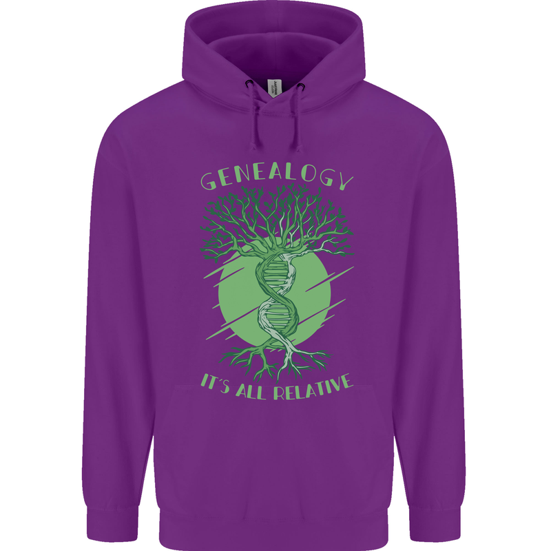 Genealogy Its All Relative Funny DNA Ancestry Childrens Kids Hoodie Purple