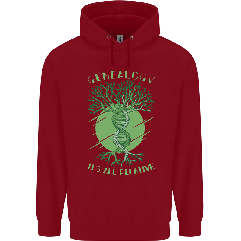 Genealogy Its All Relative Funny DNA Ancestry Childrens Kids Hoodie Red
