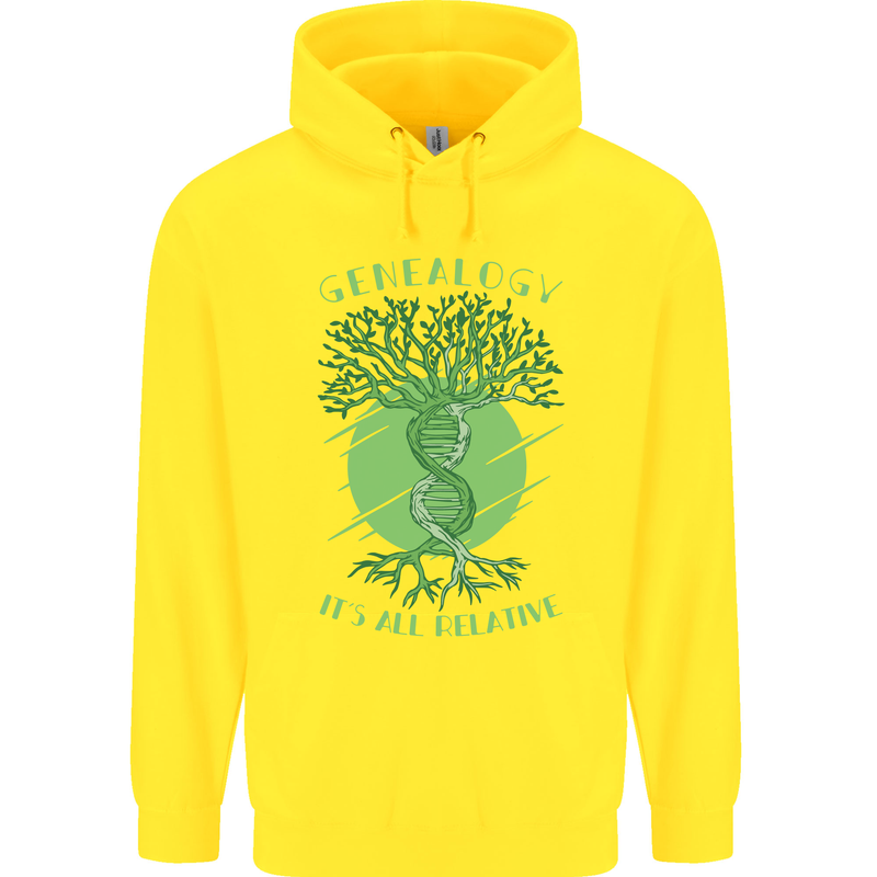 Genealogy Its All Relative Funny DNA Ancestry Childrens Kids Hoodie Yellow