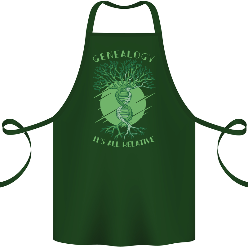 Genealogy Its All Relative Funny DNA Ancestry Cotton Apron 100% Organic Forest Green