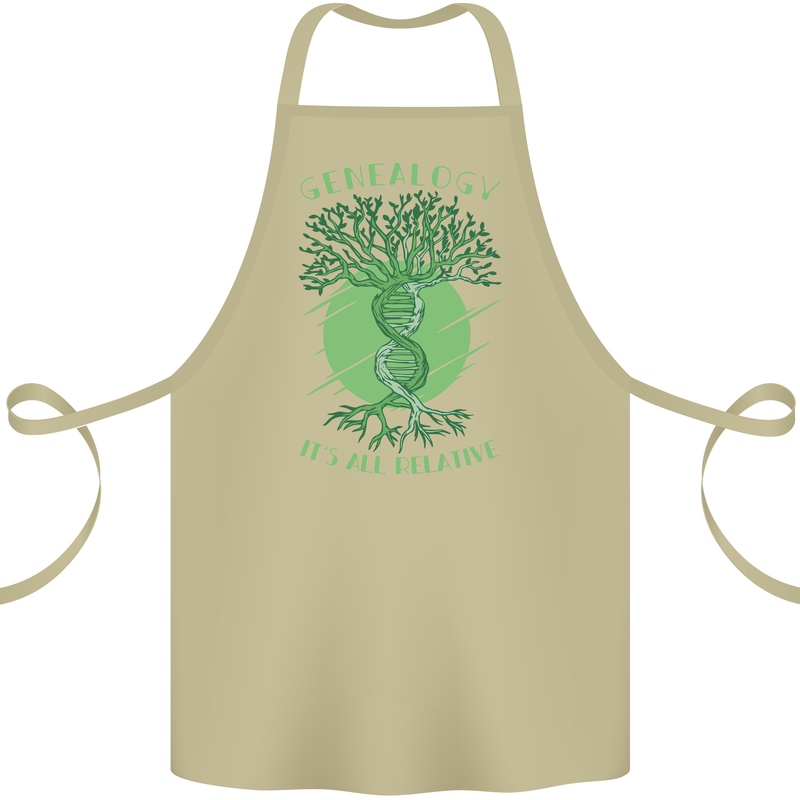 Genealogy Its All Relative Funny DNA Ancestry Cotton Apron 100% Organic Khaki