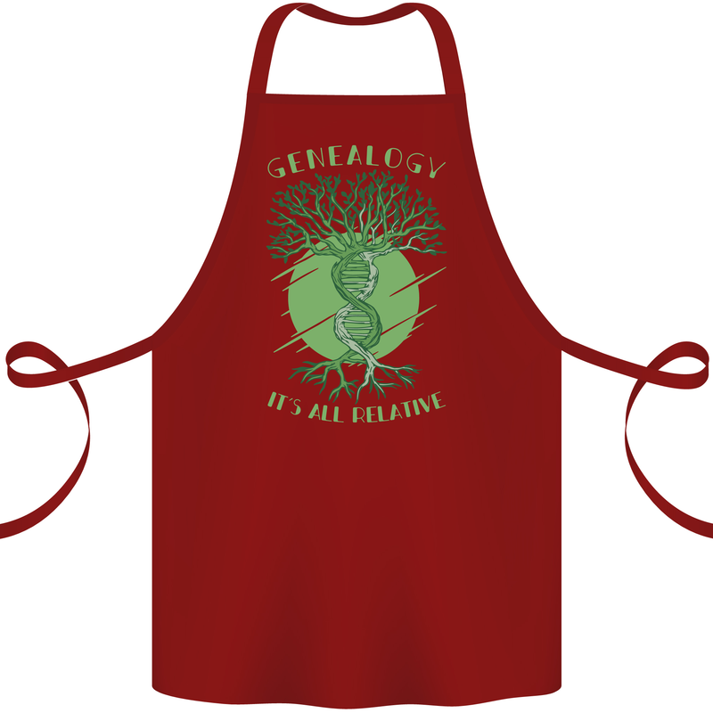 Genealogy Its All Relative Funny DNA Ancestry Cotton Apron 100% Organic Maroon
