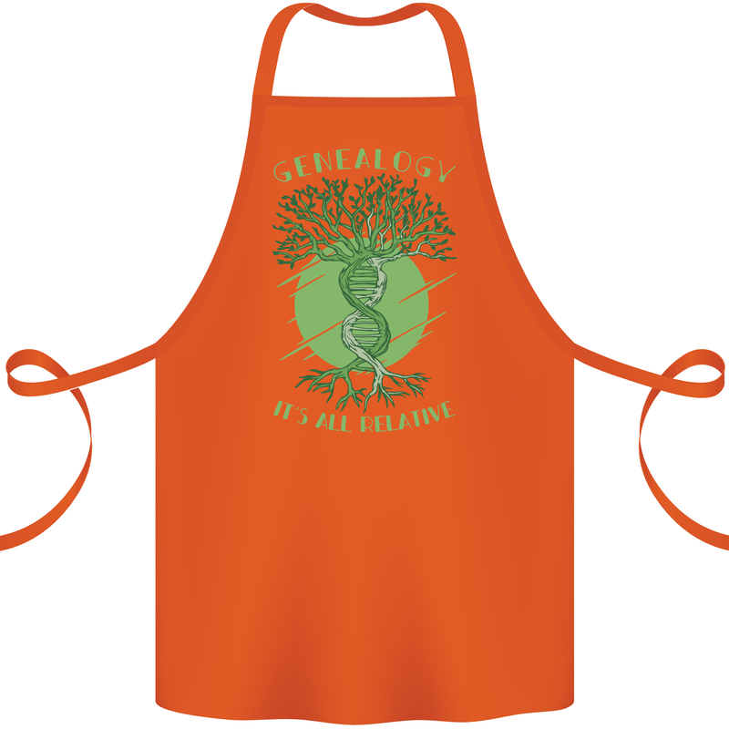 Genealogy Its All Relative Funny DNA Ancestry Cotton Apron 100% Organic Orange