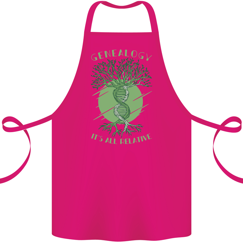 Genealogy Its All Relative Funny DNA Ancestry Cotton Apron 100% Organic Pink
