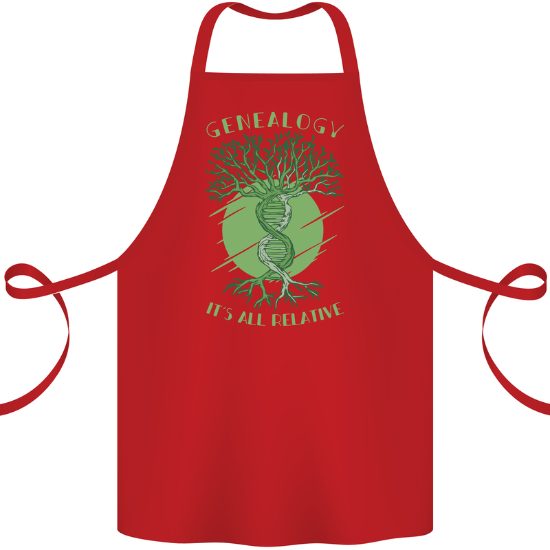 Genealogy Its All Relative Funny DNA Ancestry Cotton Apron 100% Organic Red