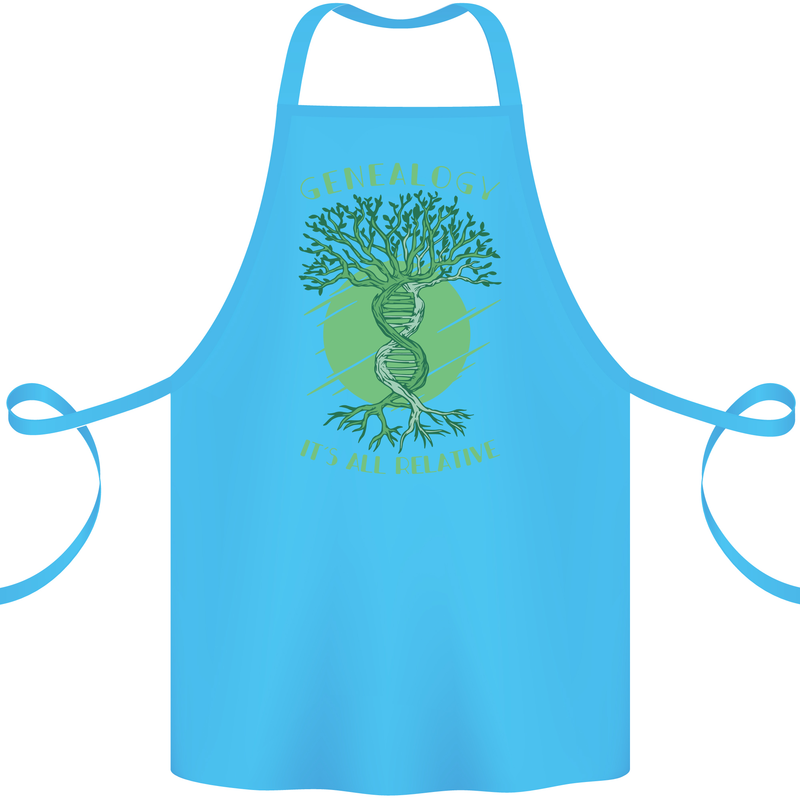 Genealogy Its All Relative Funny DNA Ancestry Cotton Apron 100% Organic Turquoise