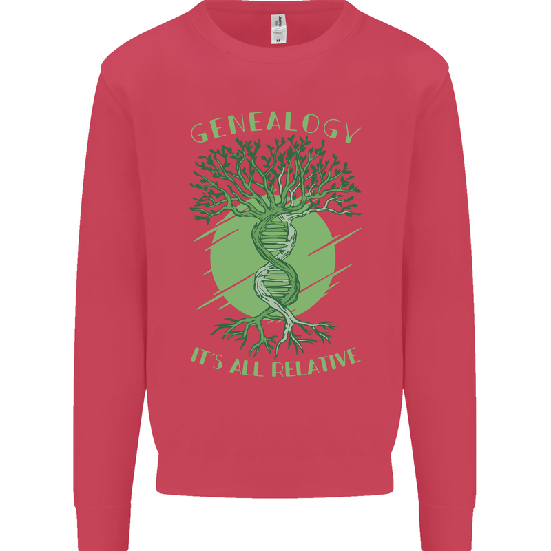 Genealogy Its All Relative Funny DNA Ancestry Kids Sweatshirt Jumper Heliconia
