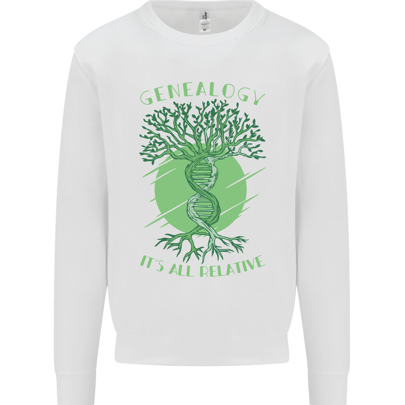 Genealogy Its All Relative Funny DNA Ancestry Kids Sweatshirt Jumper White