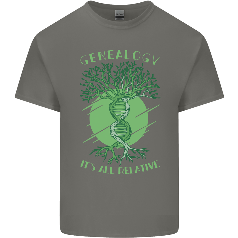Genealogy Its All Relative Funny DNA Ancestry Kids T-Shirt Childrens Charcoal