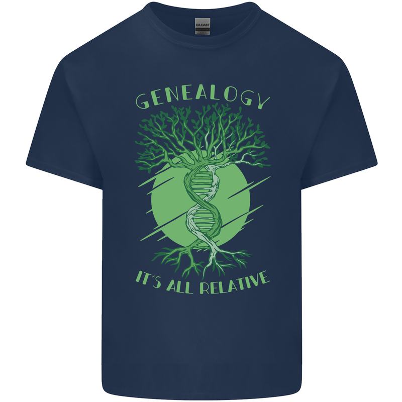 Genealogy Its All Relative Funny DNA Ancestry Kids T-Shirt Childrens Navy Blue