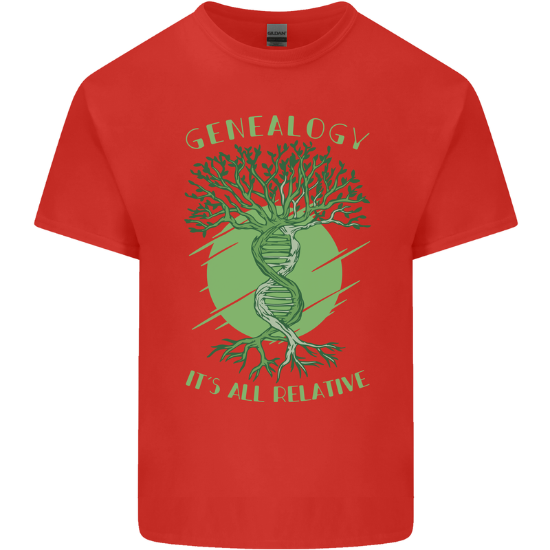 Genealogy Its All Relative Funny DNA Ancestry Kids T-Shirt Childrens Red