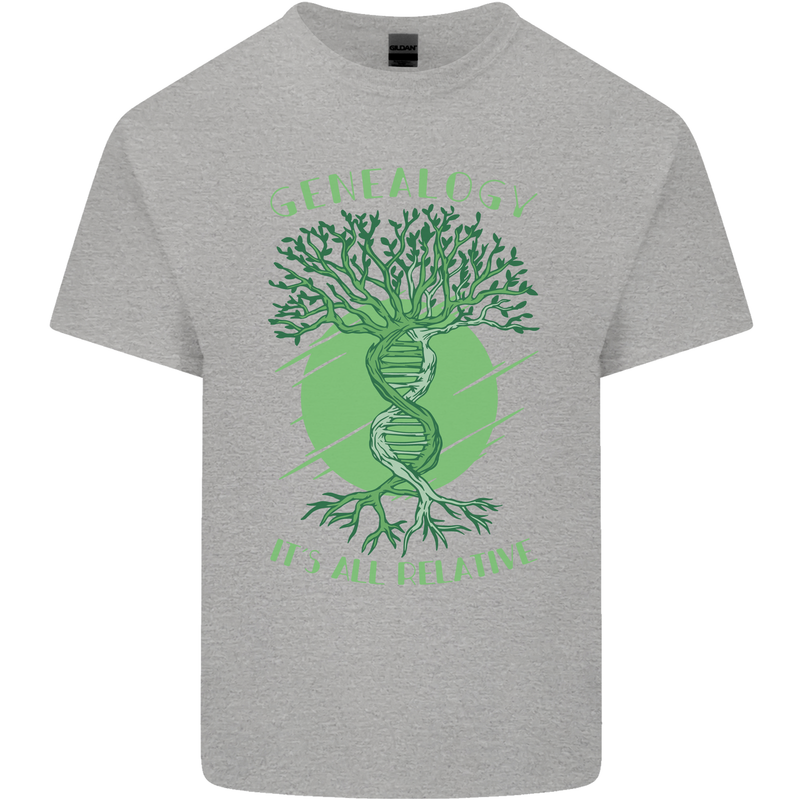 Genealogy Its All Relative Funny DNA Ancestry Kids T-Shirt Childrens Sports Grey