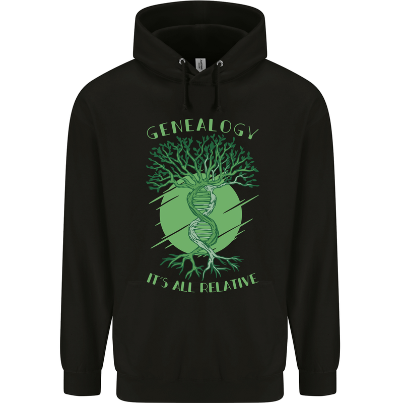 Genealogy Its All Relative Funny DNA Ancestry Mens 80% Cotton Hoodie Black