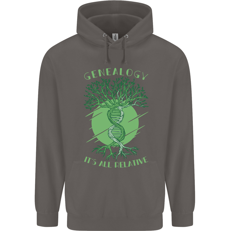Genealogy Its All Relative Funny DNA Ancestry Mens 80% Cotton Hoodie Charcoal