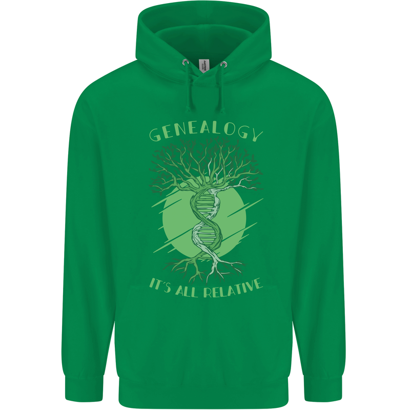 Genealogy Its All Relative Funny DNA Ancestry Mens 80% Cotton Hoodie Irish Green
