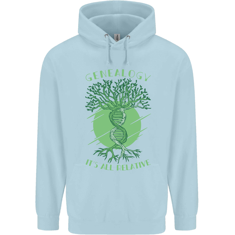 Genealogy Its All Relative Funny DNA Ancestry Mens 80% Cotton Hoodie Light Blue