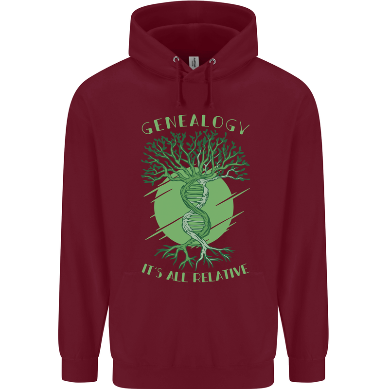 Genealogy Its All Relative Funny DNA Ancestry Mens 80% Cotton Hoodie Maroon