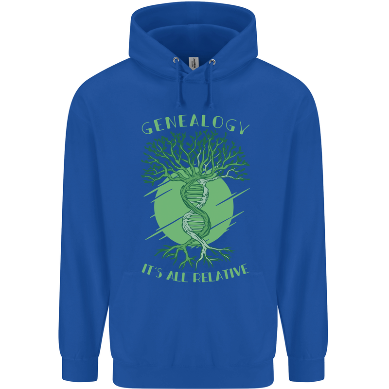 Genealogy Its All Relative Funny DNA Ancestry Mens 80% Cotton Hoodie Royal Blue