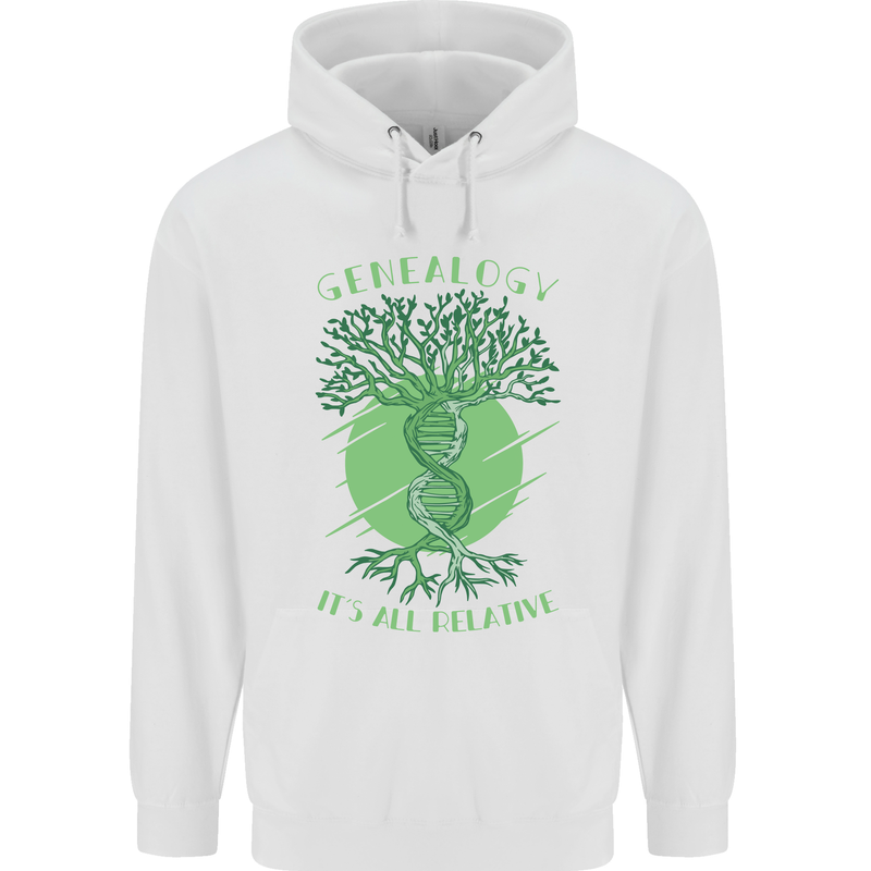 Genealogy Its All Relative Funny DNA Ancestry Mens 80% Cotton Hoodie White