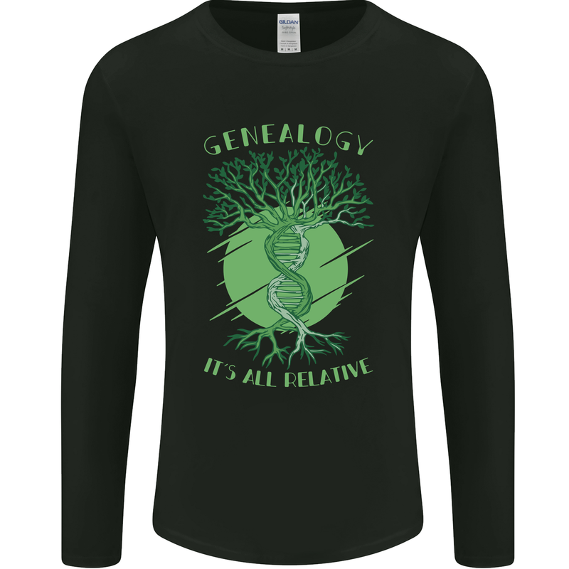 Genealogy Its All Relative Funny DNA Ancestry Mens Long Sleeve T-Shirt Black