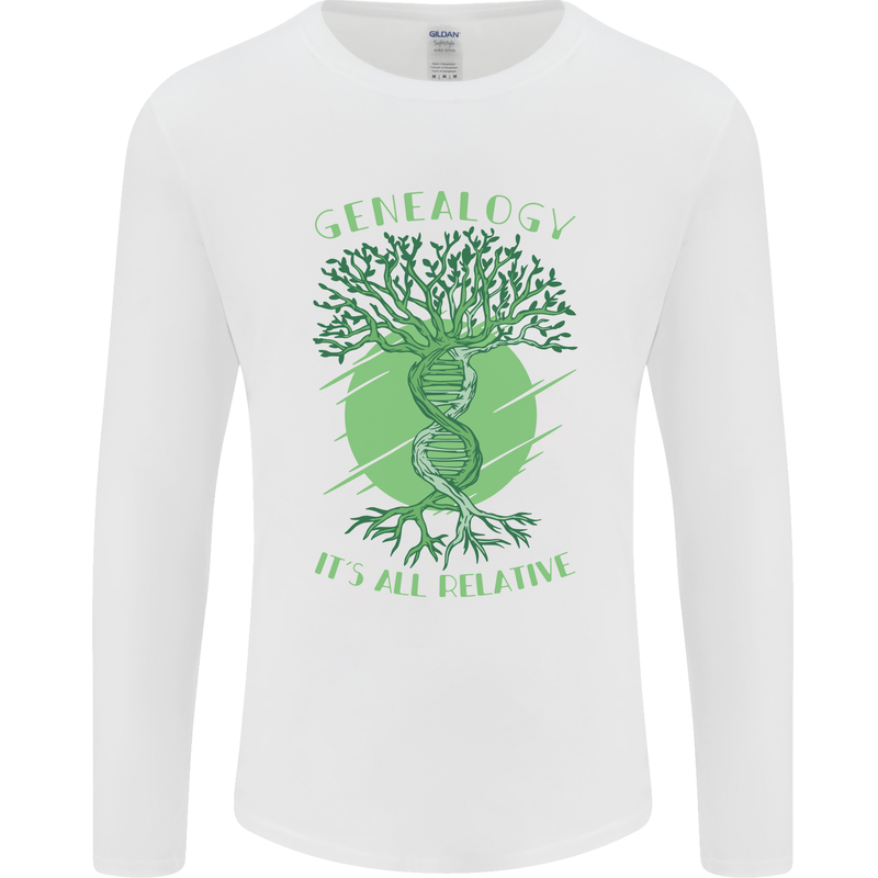Genealogy Its All Relative Funny DNA Ancestry Mens Long Sleeve T-Shirt White