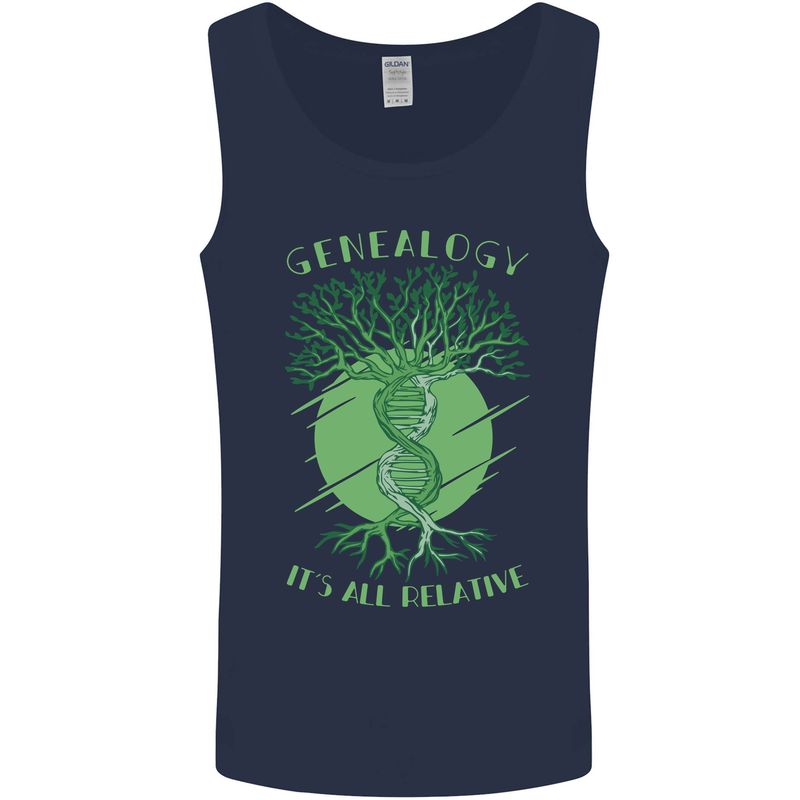 Genealogy Its All Relative Funny DNA Ancestry Mens Vest Tank Top Navy Blue