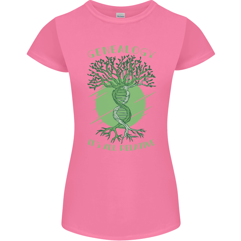 Genealogy Its All Relative Funny DNA Ancestry Womens Petite Cut T-Shirt Azalea