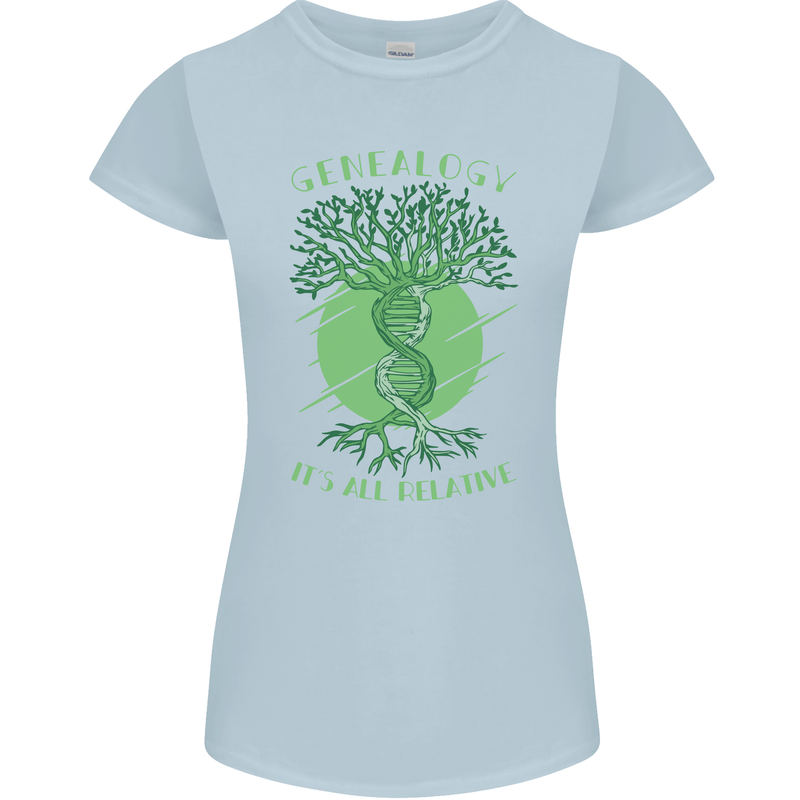 Genealogy Its All Relative Funny DNA Ancestry Womens Petite Cut T-Shirt Light Blue