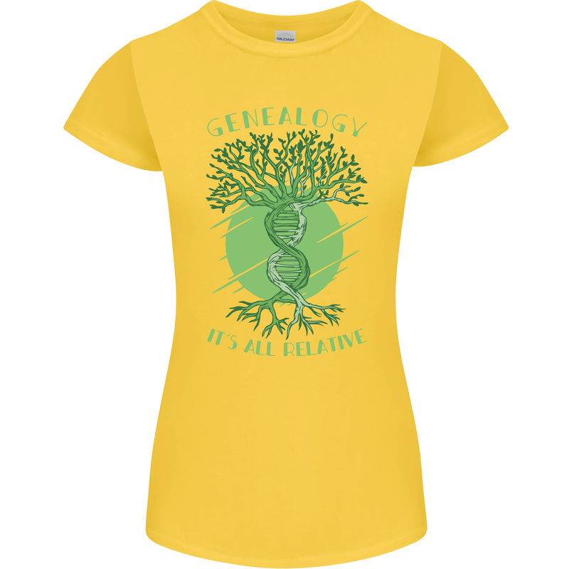 Genealogy Its All Relative Funny DNA Ancestry Womens Petite Cut T-Shirt Yellow