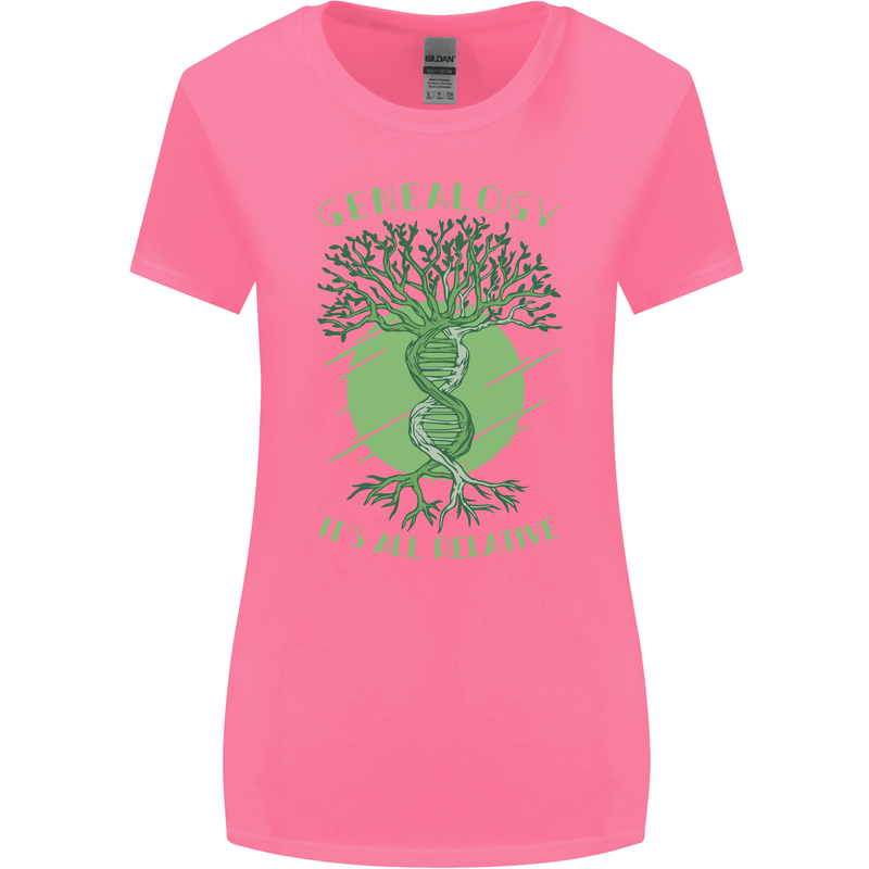 Genealogy Its All Relative Funny DNA Ancestry Womens Wider Cut T-Shirt Azalea