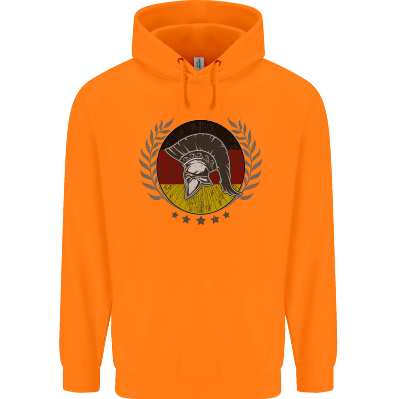 German Bodybuilding Flag Gym Training Spartan Childrens Kids Hoodie Orange
