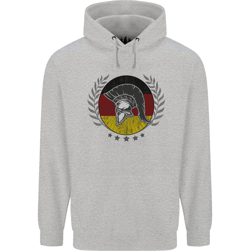 German Bodybuilding Flag Gym Training Spartan Childrens Kids Hoodie Sports Grey