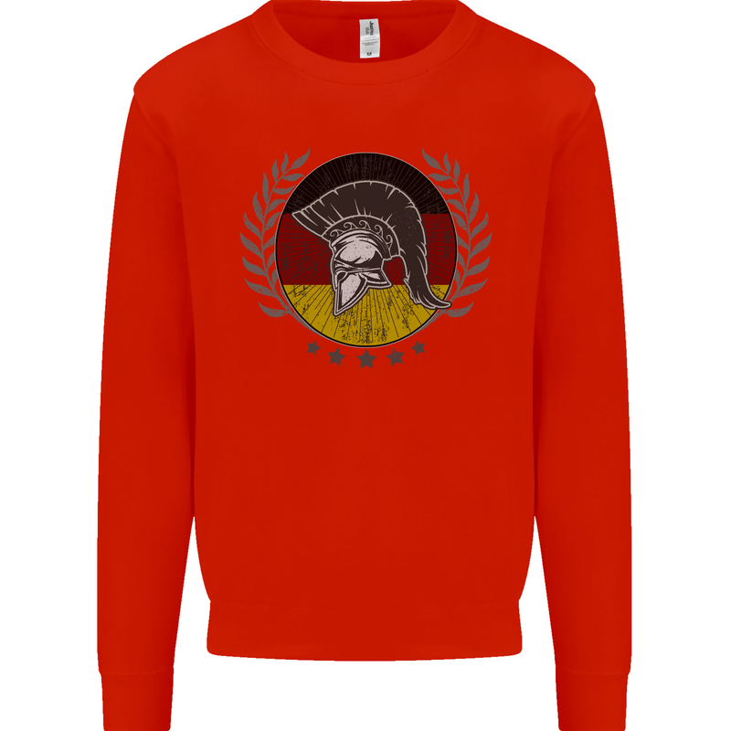 German Bodybuilding Flag Gym Training Spartan Kids Sweatshirt Jumper Bright Red