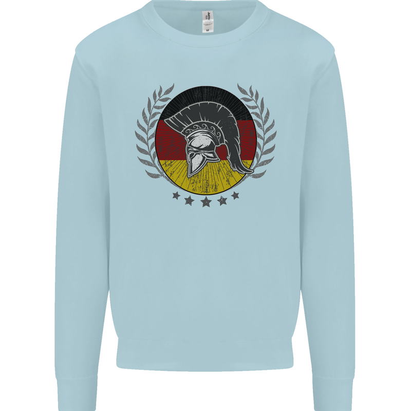 German Bodybuilding Flag Gym Training Spartan Kids Sweatshirt Jumper Light Blue