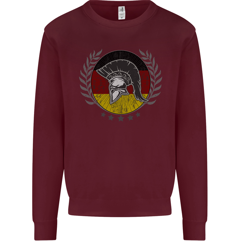 German Bodybuilding Flag Gym Training Spartan Kids Sweatshirt Jumper Maroon