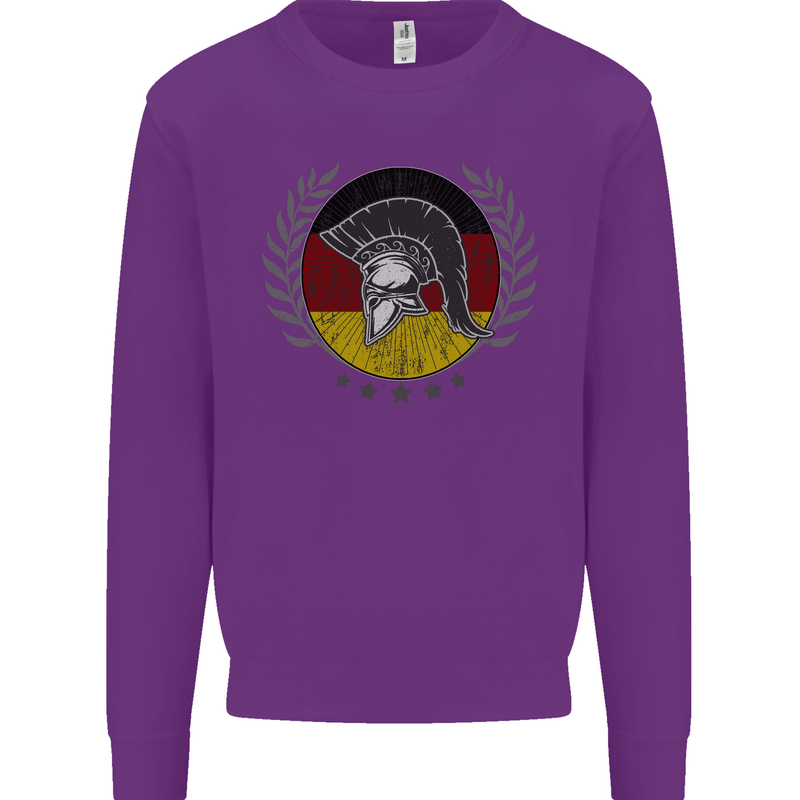 German Bodybuilding Flag Gym Training Spartan Kids Sweatshirt Jumper Purple