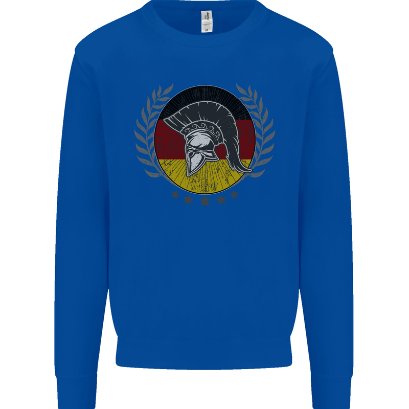 German Bodybuilding Flag Gym Training Spartan Kids Sweatshirt Jumper Royal Blue