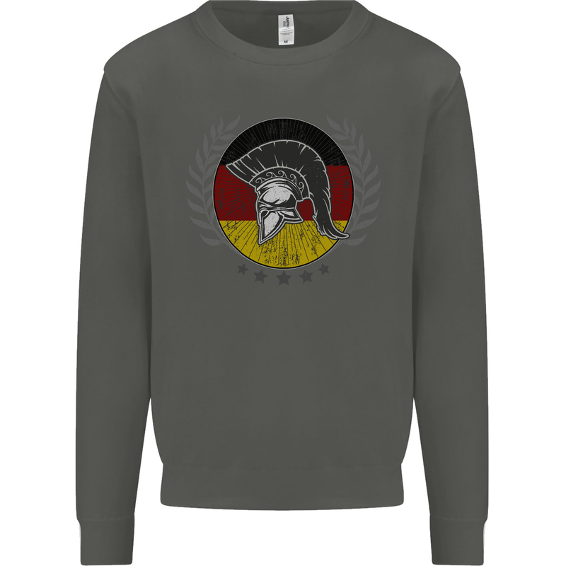 German Bodybuilding Flag Gym Training Spartan Kids Sweatshirt Jumper Storm Grey