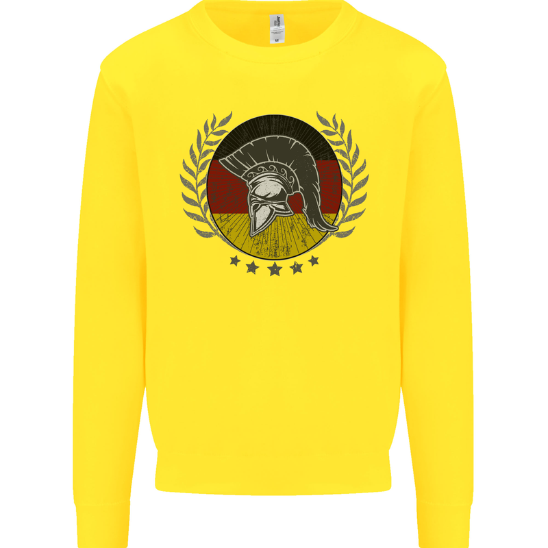 German Bodybuilding Flag Gym Training Spartan Kids Sweatshirt Jumper Yellow